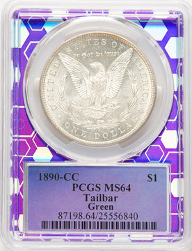 1890-CC Tail Bar Morgan Dollar PCGS MS64