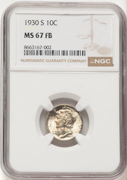 1930-S 10C FB Mercury Dime NGC MS67 (780787003)