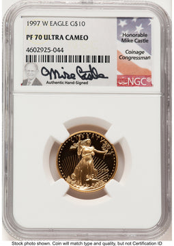 1997-W Proof Gold Eagle 1/4 oz Mike Castle NGC PF70