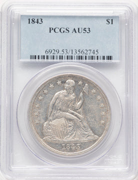 1843 Seated Dollar PCGS AU53