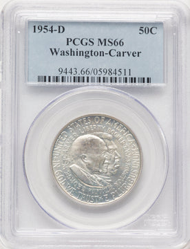 1954-D 50C Washington-Carver Commemorative Silver PCGS MS66