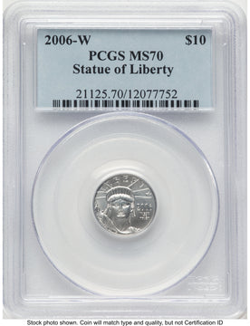 2006-W Burnished Platinum Eagle 1/10 oz Blue Label PCGS MS70