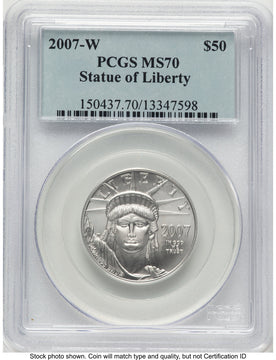 2007-W Burnished Platinum Eagle 1/2 oz Blue Label PCGS MS70
