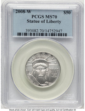 2008-W Burnished Platinum Eagle 1/2 oz Blue Label PCGS MS70