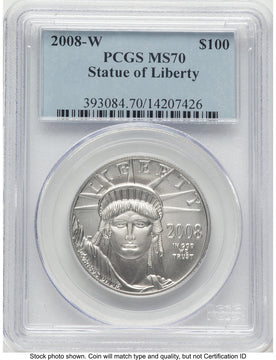 2008-W Burnished Platinum Eagle 1 oz Blue Label PCGS MS70