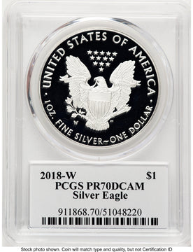 2018-W Proof Silver Eagle 1 oz TD Rogers PCGS PR70 (781017152)