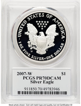 2007-W Proof Silver Eagle 1 oz TD Rogers PCGS PR70 2007-W Proof Silver Eagle 1 oz TD Rogers PCGS PR70