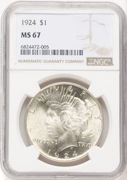 1924 Peace Dollar NGC MS67 (781051021)