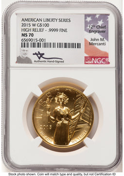 2015-W G$100 American Liberty High Relief John NGC MS70 Mercanti