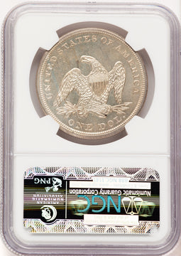 1857 $1 PL Seated Dollar NGC MS65