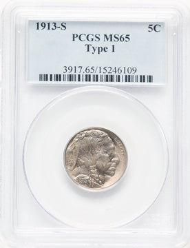1913-S T-1 Buffalo Nickel PCGS MS65