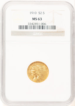 1910 $2.50 Indian Quarter Eagle NGC MS63 (781313008)