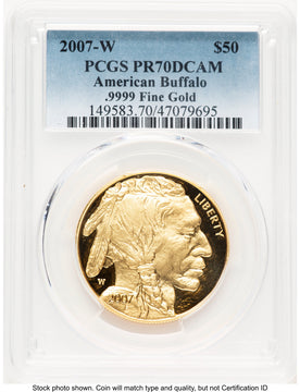 2007-W Proof Gold Buffalo 1 oz Blue Gradient PCGS PR70
