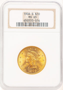 1906-D $10 Liberty Eagle NGC MS65