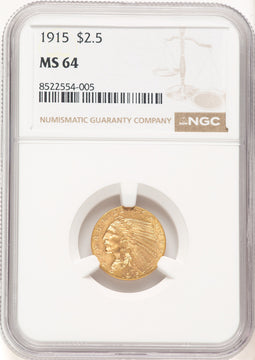 1915 $2.50 Indian Quarter Eagle NGC MS64 (781342019)