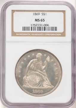 1869 Seated Dollar NGC MS65