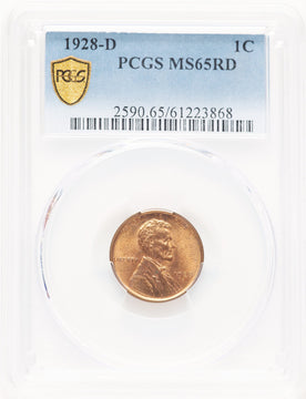 1928-D 1C RD Lincoln Cent PCGS MS65