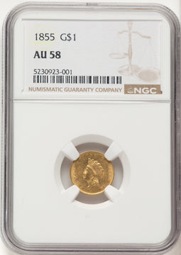 1855 G$1 Type Two Gold Dollar NGC AU58 (781713004)