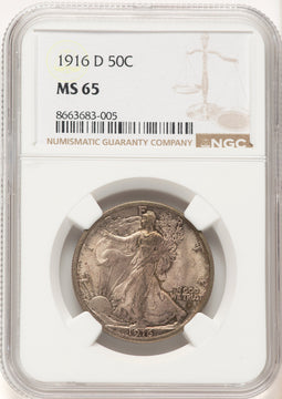 1916-D 50C Walking Liberty Half Dollar NGC MS65 (781727012)