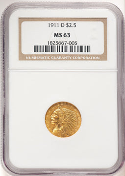 1911-D $2.50 Indian Quarter Eagle NGC MS63 (781731023)