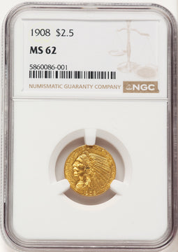1908 $2.50 Indian Quarter Eagle NGC MS62 (781798003)