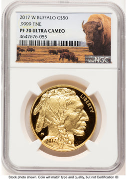2017-W Proof Gold Buffalo 1 oz Bison Label NGC PF70