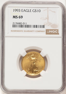 1993 $10 Quarter-Ounce Gold Eagle NGC MS69 (782175007)