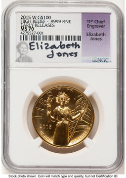 2015-W G$100 American Liberty High Relief ER Elizabeth Jones NGC MS70