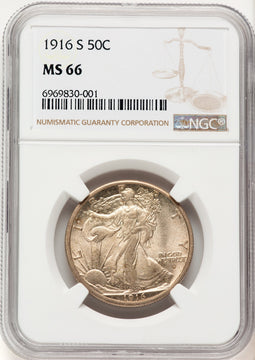 1916-S 50C Walking Liberty Half Dollar NGC MS66 (782214010)