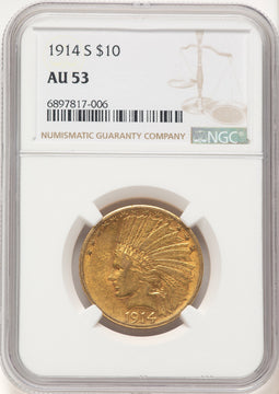 1914-S $10 Indian Eagle NGC AU53