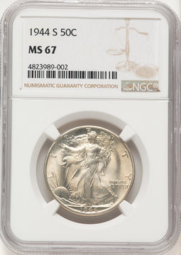 1944-S 50C Walking Liberty Half Dollar NGC MS67 (782355009)