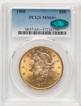 1900 $20 CAC Blue Gradient Liberty Double Eagle PCGS MS64+
