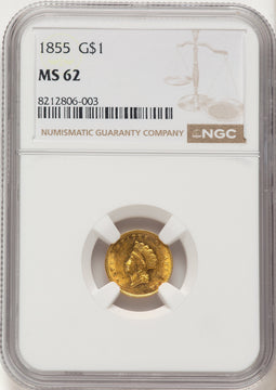 1855 G$1 Type Two Gold Dollar NGC MS62 (782470002)