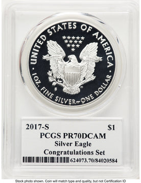 2017-S Proof Silver Eagle Congratulations Set 1 oz Premier Label PCGS PR70