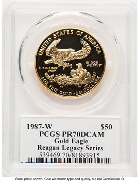 1987-W Proof Gold Eagle 1 oz Reagan Legacy Series Michael Reagan PCGS PR70