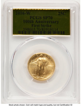2016-W 25C Standing Liberty 100th Anniversary Gold Centennial FS Gold Foil PCGS MS70