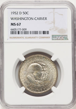 1952-D 50C Washington-Carver Commemorative Silver NGC MS67 (782816010)