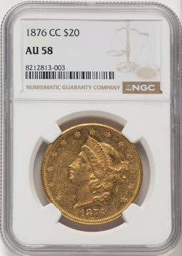 1876-CC $20 Liberty Double Eagle NGC AU58