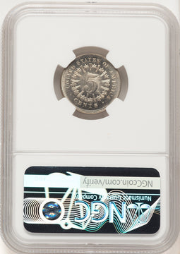 1867 5C RAYS Shield Nickel NGC MS66