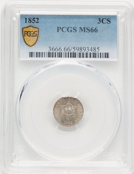 1852 3CS Three Cent Silver PCGS MS66 (782957010)