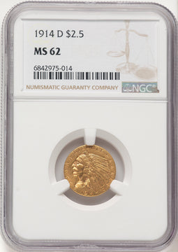 1914-D $2.50 Indian Quarter Eagle NGC MS62 (782959002)