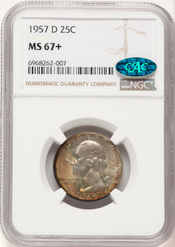 1957-D 25C CAC Washington Quarter NGC MS67+ (782981001)
