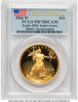 2006-W Proof Gold Eagle 1 oz FS Flag PCGS PR70