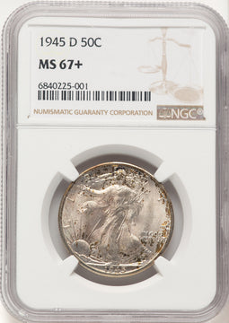 1945-D 50C Walking Liberty Half Dollar NGC MS67+ (783003007)