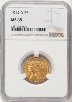 1914-D $5 Indian Half Eagle NGC MS65 (783030016)
