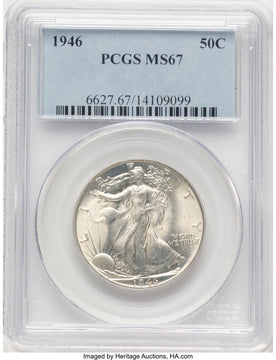1946 50C Walking Liberty Half Dollar PCGS MS67 (783056010)