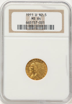 1911-D $2.50 Indian Quarter Eagle NGC MS64 (783065002)