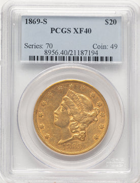 1869-S $20 Liberty Double Eagle PCGS XF40 (783084024)