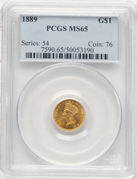 1889 G$1 Gold Dollar PCGS MS65