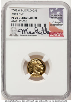 2008-W Proof Gold Buffalo 1/10 oz Mike Castle NGC PF70